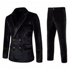 Herren elegantes Samtanzugset mit glänzendem Finish und modernem Schnitt