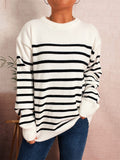 Damen lässiger gestreifter Pullover mit modernem Schnitt R&B
