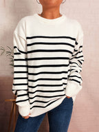 Damen lässiger gestreifter Pullover mit modernem Schnitt R&B