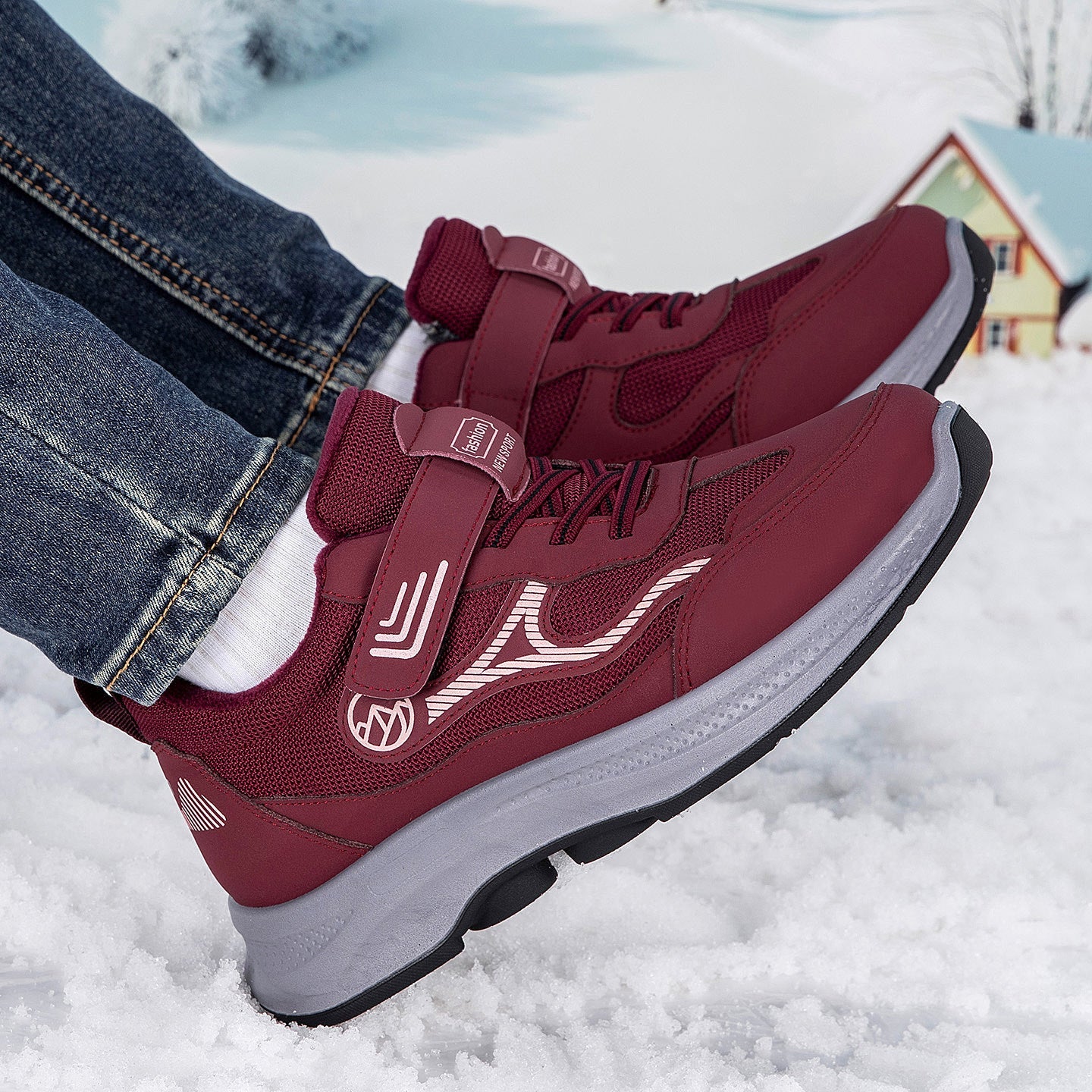 Damen Sportliche Schnür-Sneaker mit integrierter Wärmeisolierung und rutschfester Sohle R&B