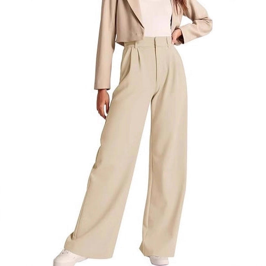 Damen weite High-Waist Hose mit Falten- und Bunddetails R&B