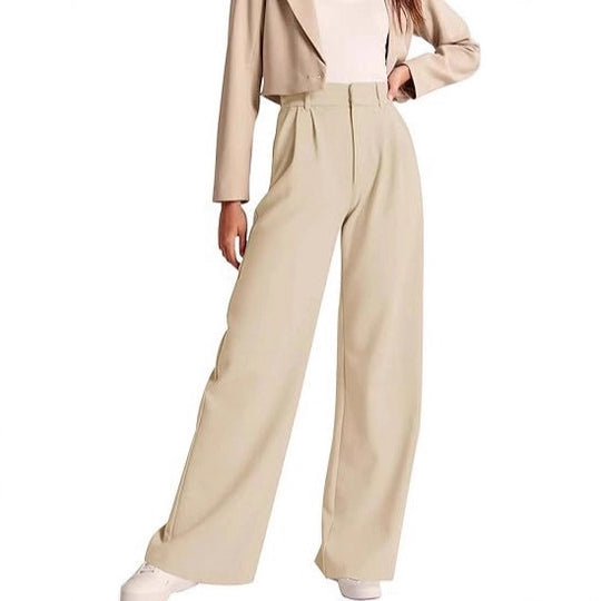 Damen weite High-Waist Hose mit Falten- und Bunddetails R&B