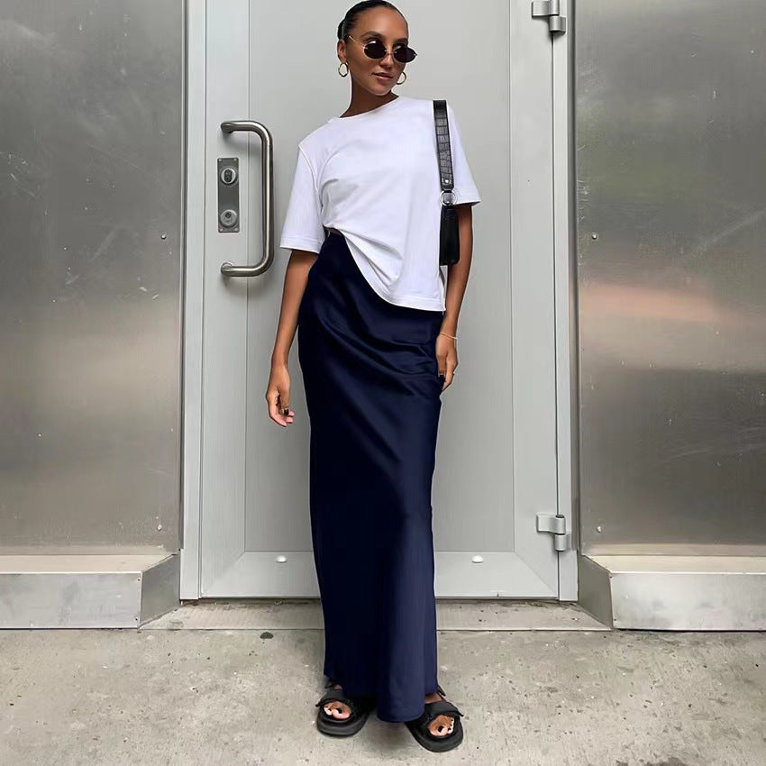 Damen elegantes Maxikleid mit asymmetrischem Schnitt und dekorativem Überwurf R&B