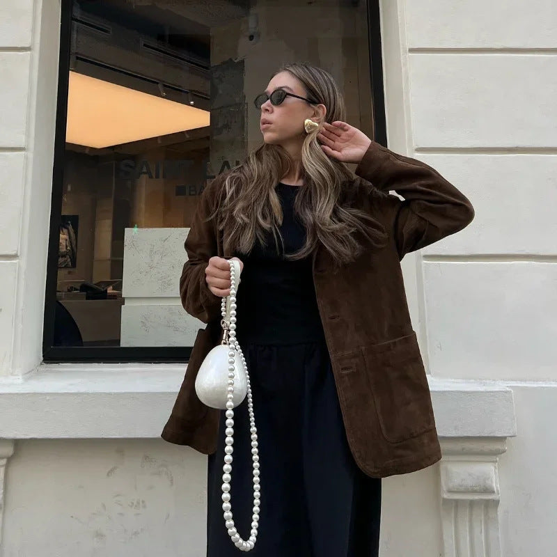 Damen Blazer aus weichem Wildleder mit praktischen Taschen R&B