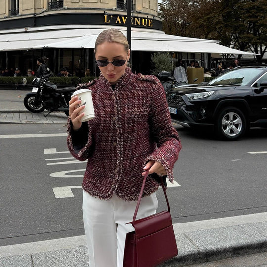 Damen modische Tweedjacke mit edlen Details R&B