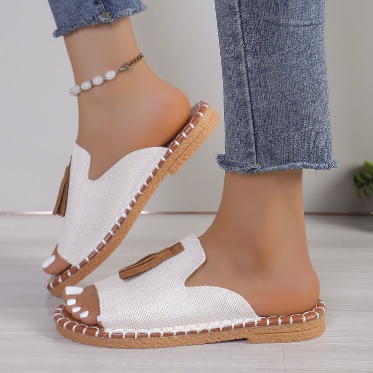 Damen Elegante Pantoletten mit Quastenverzierung R&B
