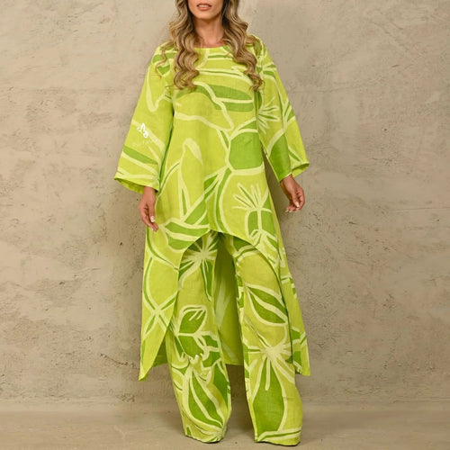 Damen Lässiges Tunika- und Hosen-Set mit floralem Muster R&B