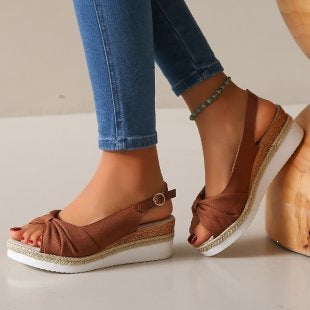 Damen Wedge-Sandaletten mit elegantem Knoten-Design R&B