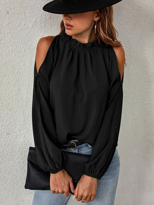 Damen Elegantes Oberteil mit schulterfreiem Design und voluminösen Ärmeln R&B