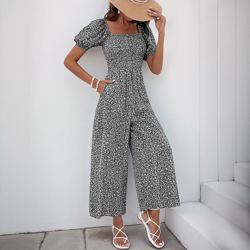 Damen Maxikleid mit Puffärmeln und seitlichem Schlitz R&B