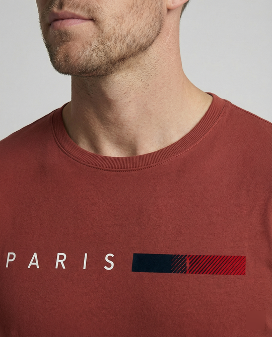 Herren Langarm T-Shirt mit modernem Paris-Druck und elastischem Saum R&B