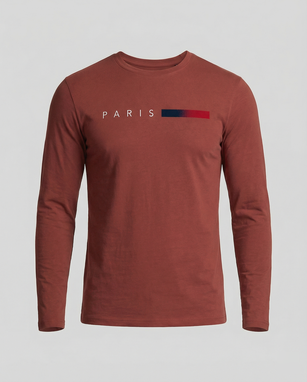 Herren Langarm T-Shirt mit modernem Paris-Druck und elastischem Saum R&B