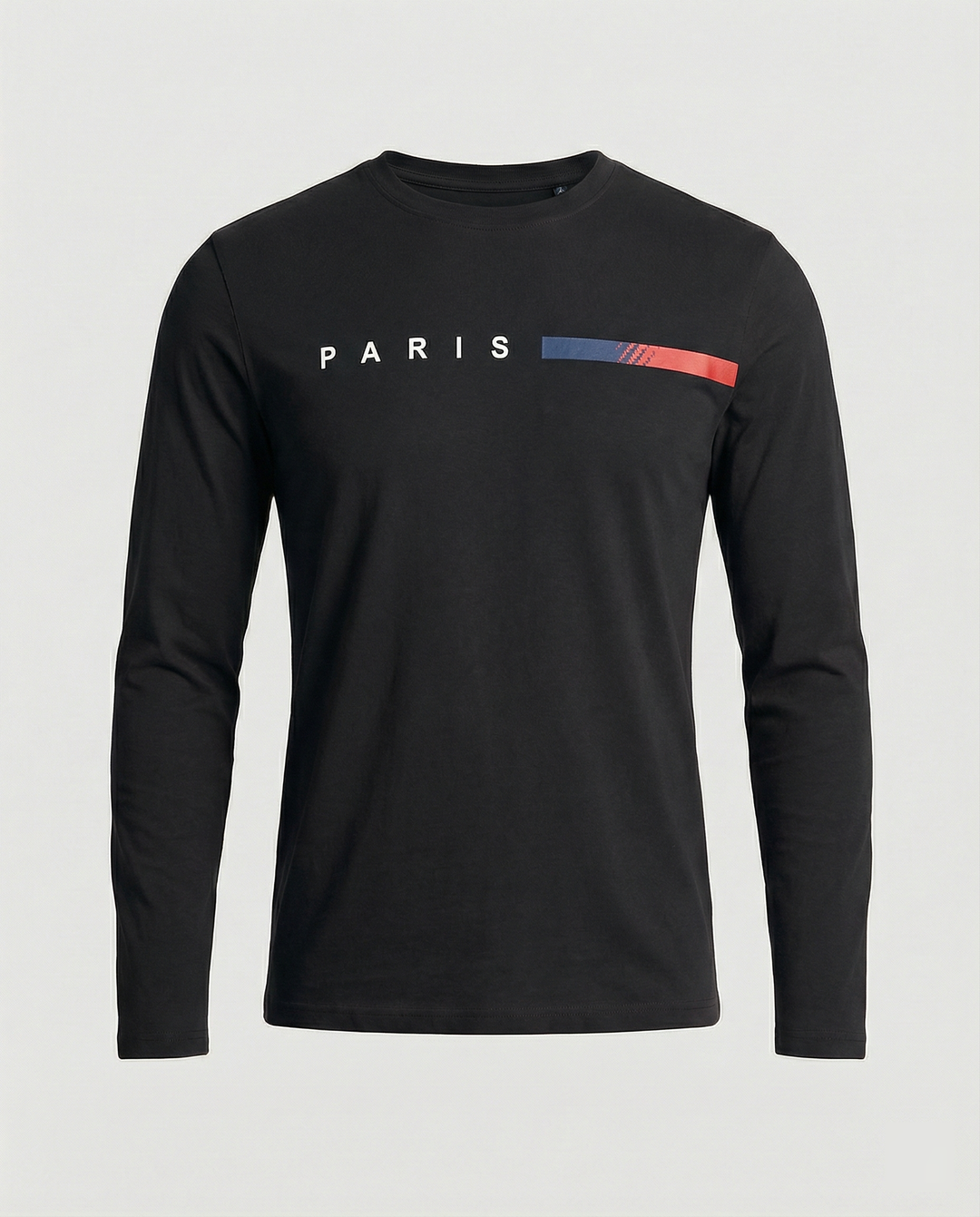 Herren Langarm T-Shirt mit modernem Paris-Druck und elastischem Saum R&B