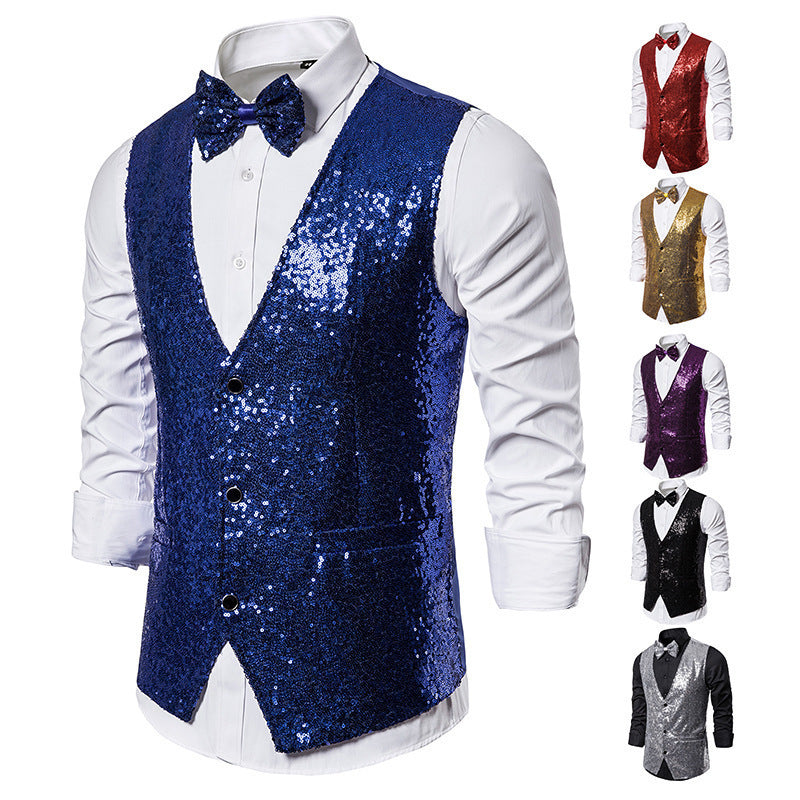 Herren eleganter Paillettenblazer mit passendem Fliege