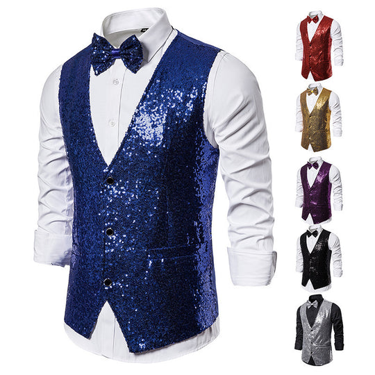 Herren eleganter Paillettenblazer mit passendem Fliege R&B
