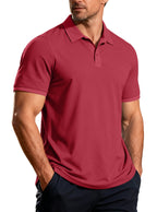 Herren nan strukturiertes Piqué-Kurzarm-Poloshirt mit Hemdkragen R&B