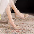 Damen glamouröse High Heels mit elegantem Blumenakzent R&B