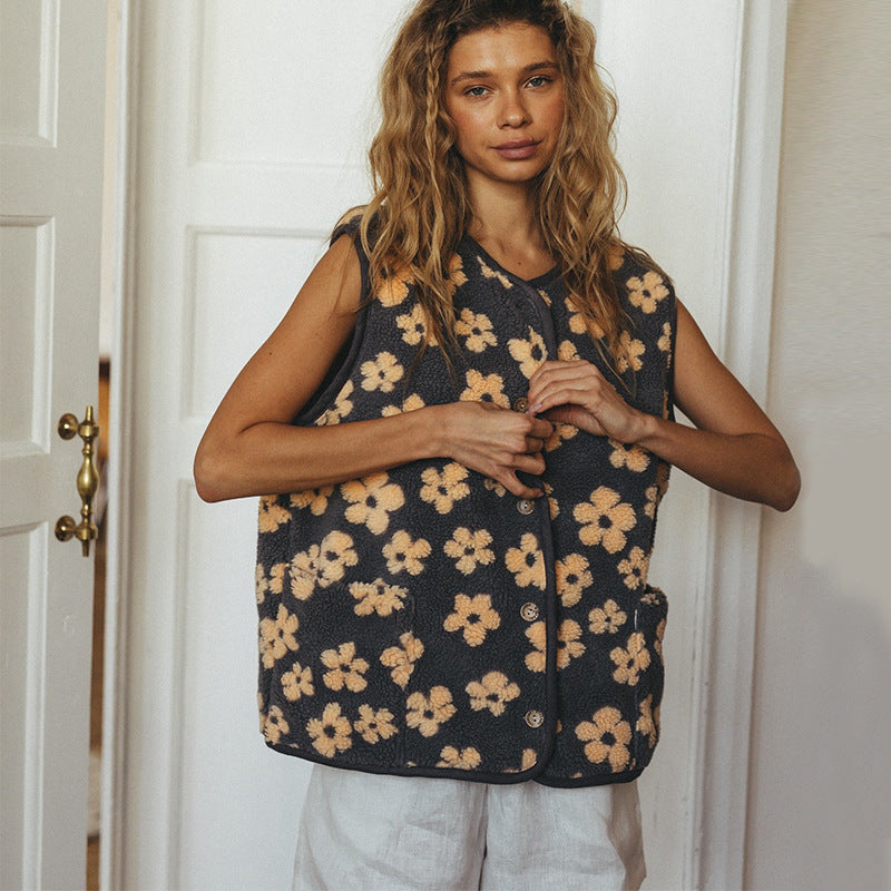 Damen Weste im gemütlichen Strickdesign mit floralen Mustern R&B