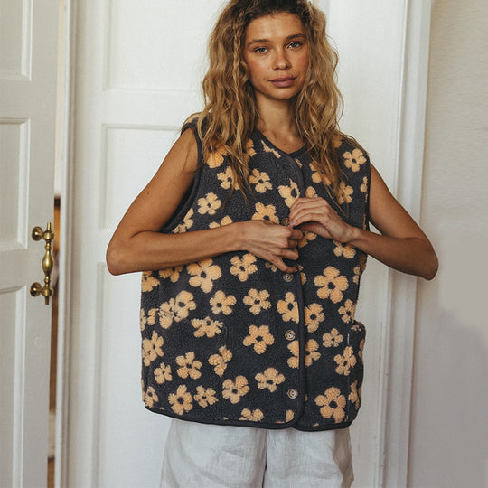 Damen Weste im gemütlichen Strickdesign mit floralen Mustern R&B
