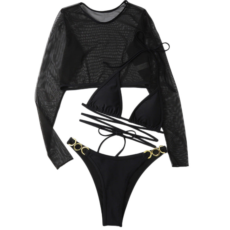 Damen Bikini-Set mit langem Oberteil und verstellbaren Bändern R&B