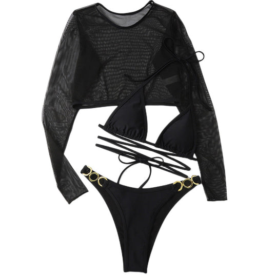 Damen Bikini-Set mit langem Oberteil und verstellbaren Bändern R&B