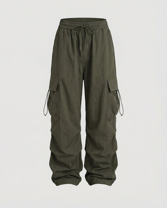 Utilitaristische Cargohose mit hoher Taille großen Klapptaschen und verstellbarem Saum R&B