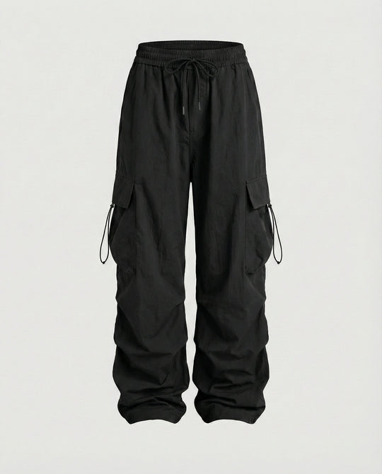 Utilitaristische Cargohose mit hoher Taille großen Klapptaschen und verstellbarem Saum R&B