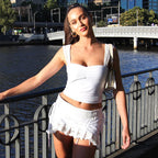 Damen Sexy Spitzentop und Minirock Set