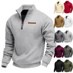 Herren nan Halbzip-Sweatshirt aus schwerem Fleece mit Stehkragen und verdeckter Brusttasche R&B