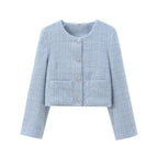 Damen Kurz Geschnittene Designer-Jacke mit Strukturiertem Stoff R&B