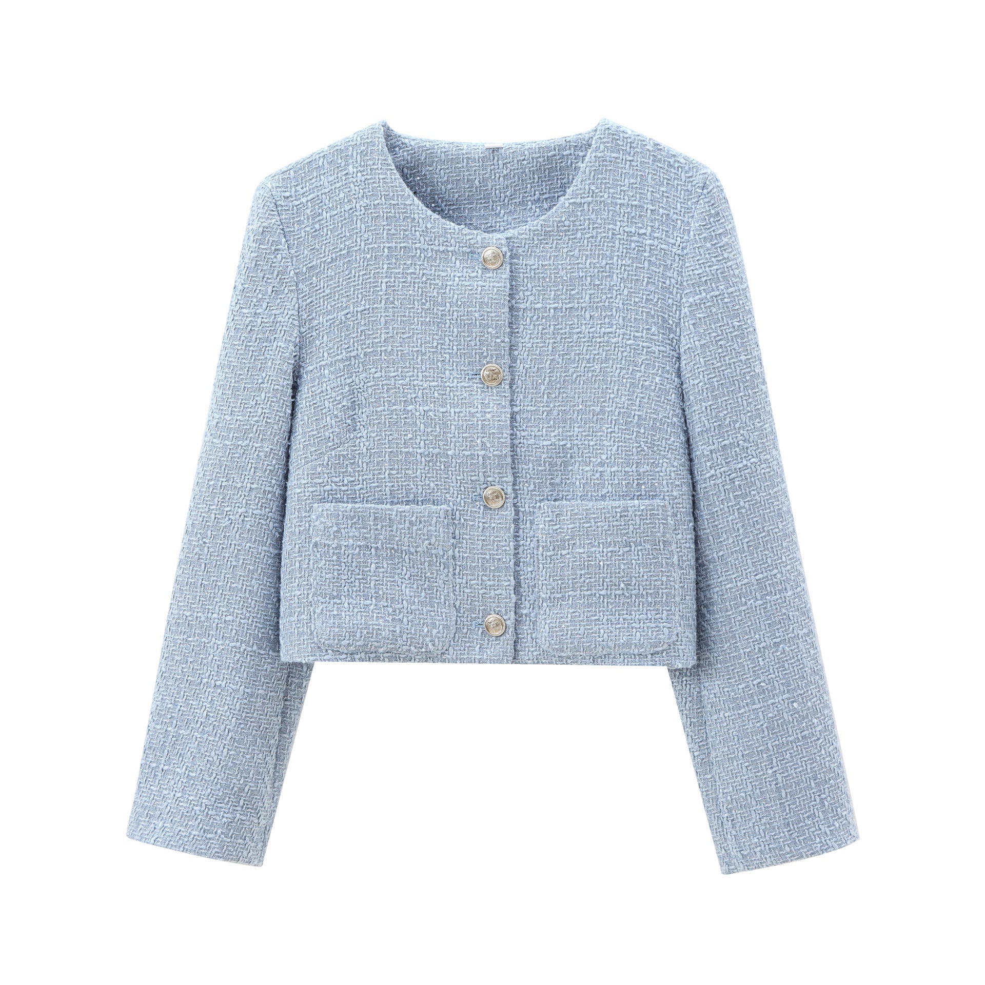 Damen Kurz Geschnittene Designer-Jacke mit Strukturiertem Stoff R&B