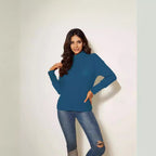Damen Moderner Rollkragenpullover mit Knopfdetails R&B