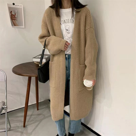 Damen Strickcardigan mit lockerer Silhouette und tiefen Taschen R&B