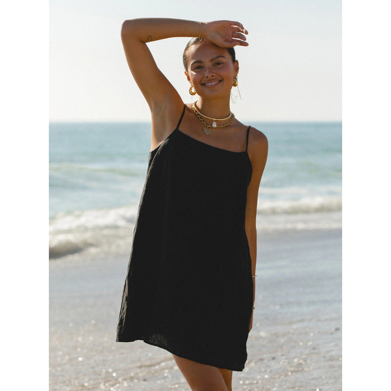Damen Leichtes Sommerkleid mit Spaghetti-Trägern und fließendem Schnitt R&B