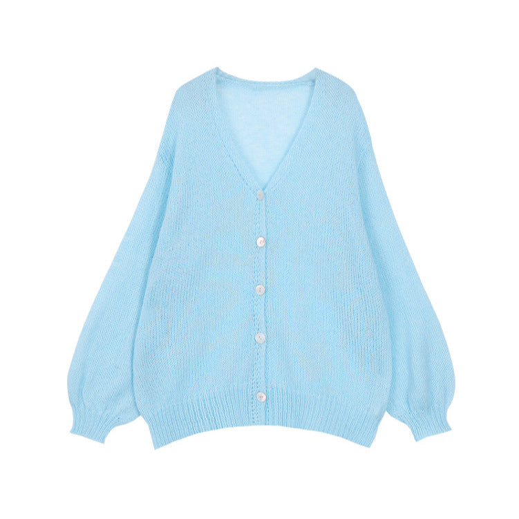 Strickjacke Damen flauschig mit Puffärmeln