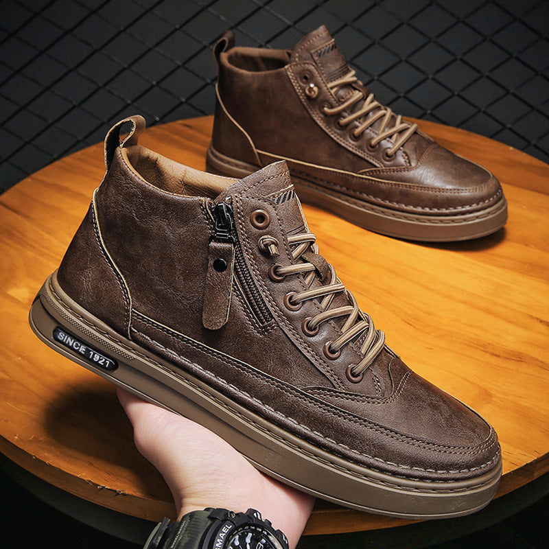 Damen Modische Leder Sneakers mit praktischem Reißverschluss und gepolsterter Sohle R&B