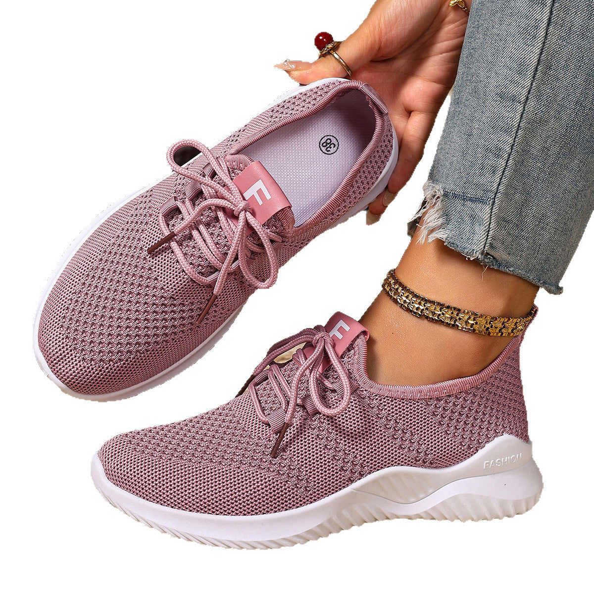 Damen Sportliche Sneaker mit atmungsaktiver Netzstruktur und flexibler Sohle R&B