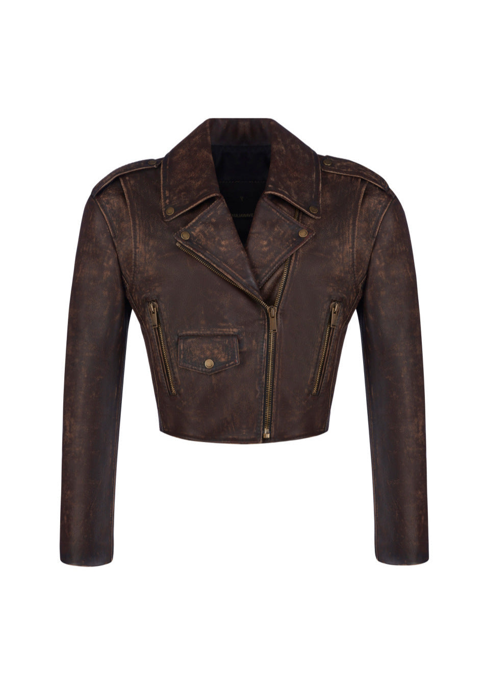 R&B | Leder Gekürzte Bikerjacke