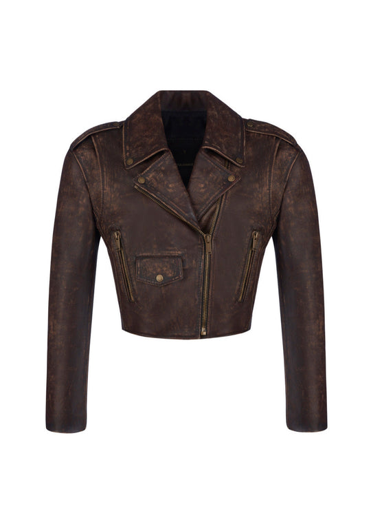 R&B | Leder Gekürzte Bikerjacke