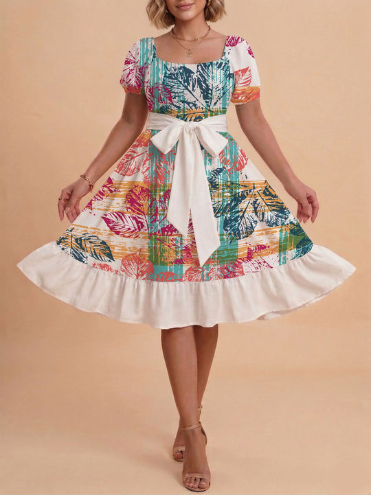 Damen Verspieltes Maxikleid mit Bärenmuster und taillierbarem Band R&B