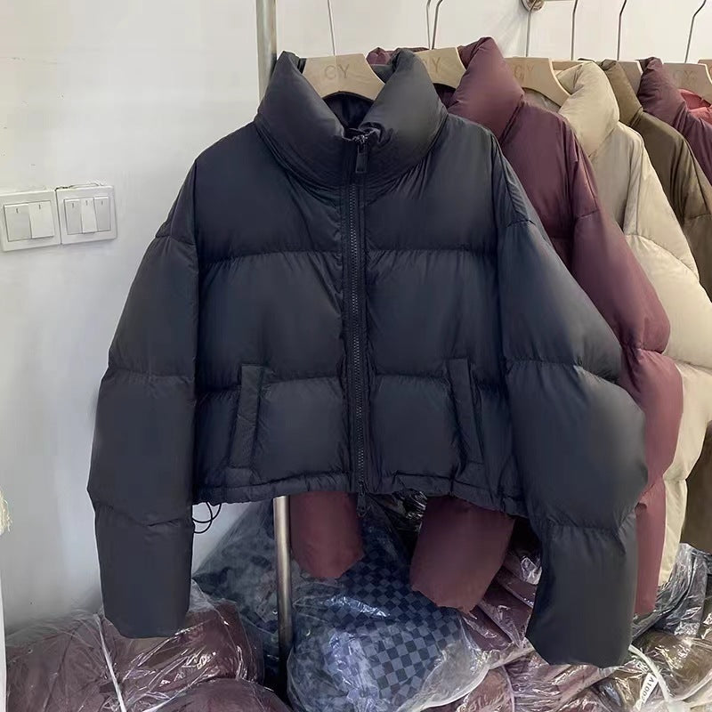 Damen Kurze wattierte Funktionsjacke mit hohem Kragen und seitlichen Taschen R&B