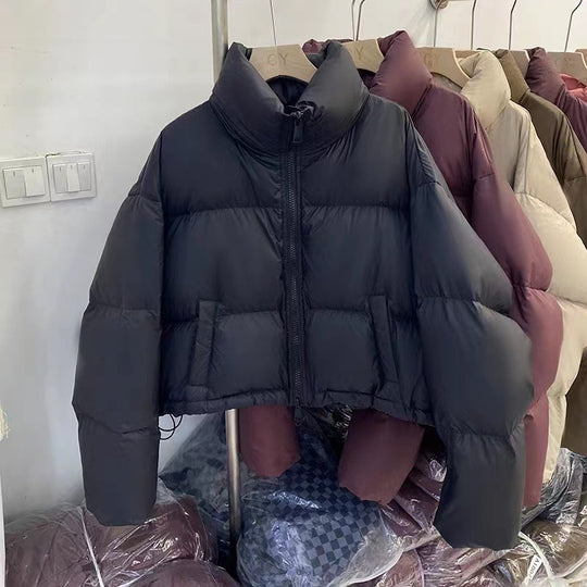 Damen Kurze wattierte Funktionsjacke mit hohem Kragen und seitlichen Taschen R&B