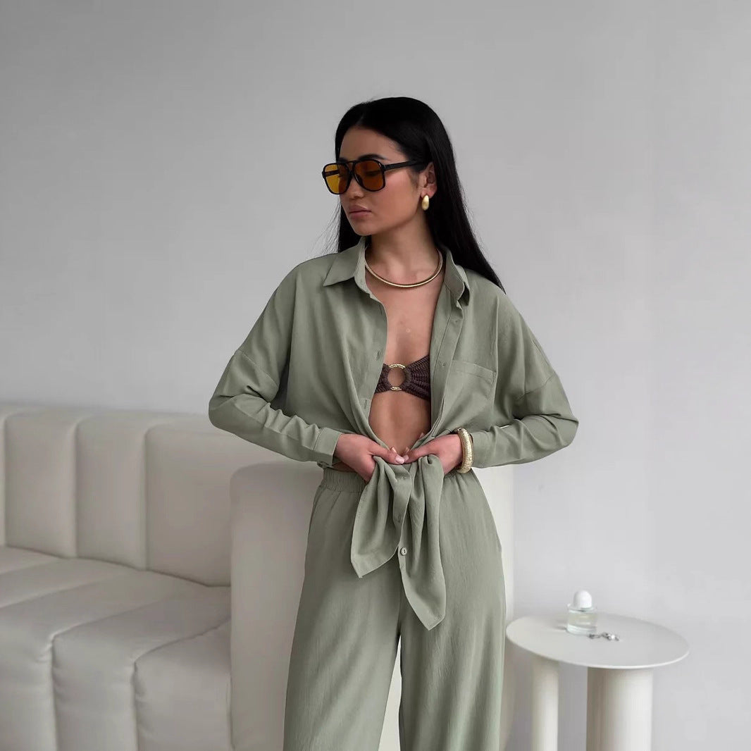 Damen lässige Bluse im Oversized-Stil mit Taschen R&B