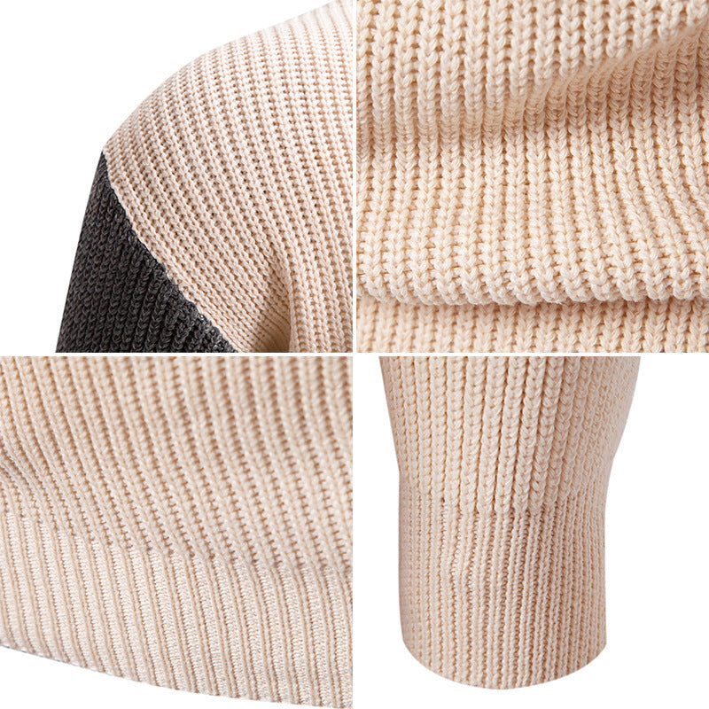 Herren modischer Rollkragenpullover mit grafischem Farbblockdesign R&B