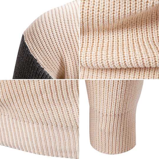 Herren modischer Rollkragenpullover mit grafischem Farbblockdesign R&B