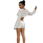 Damen luftige Stricktop und Short Set R&B