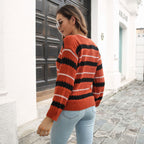 Damen Strickpullover mit modischem Streifenmuster R&B