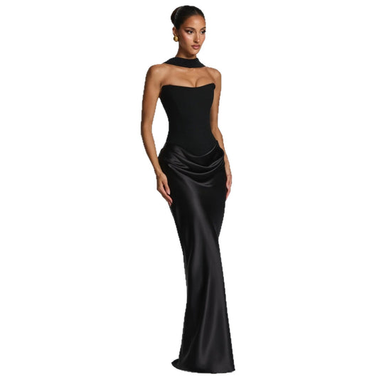Damen Hochwertiges Abendkleid mit elegantem Bustier-Oberteil und drapiertem Rock R&B