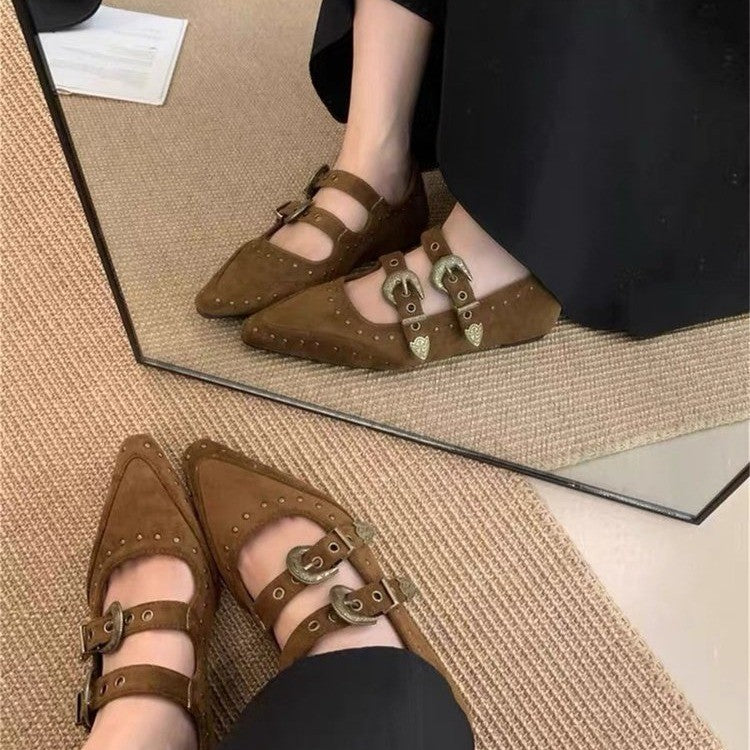 Damen Ballerina-Schuhe mit dekorativen Riemchen und funkelndem Detail EB