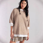 Damen Stylish halbtransparentes Sweatshirt mit Spitze und lässigem Schnitt